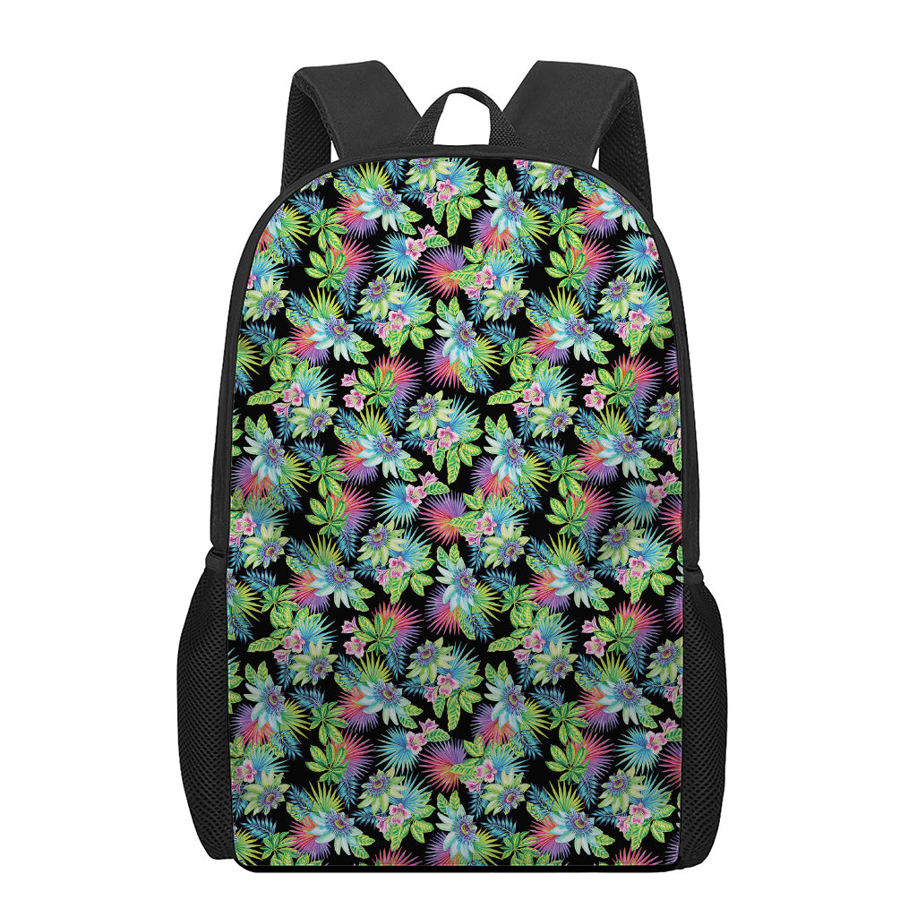 Psychedelic Hawaiian Flower Print 17 Inch Backpack
