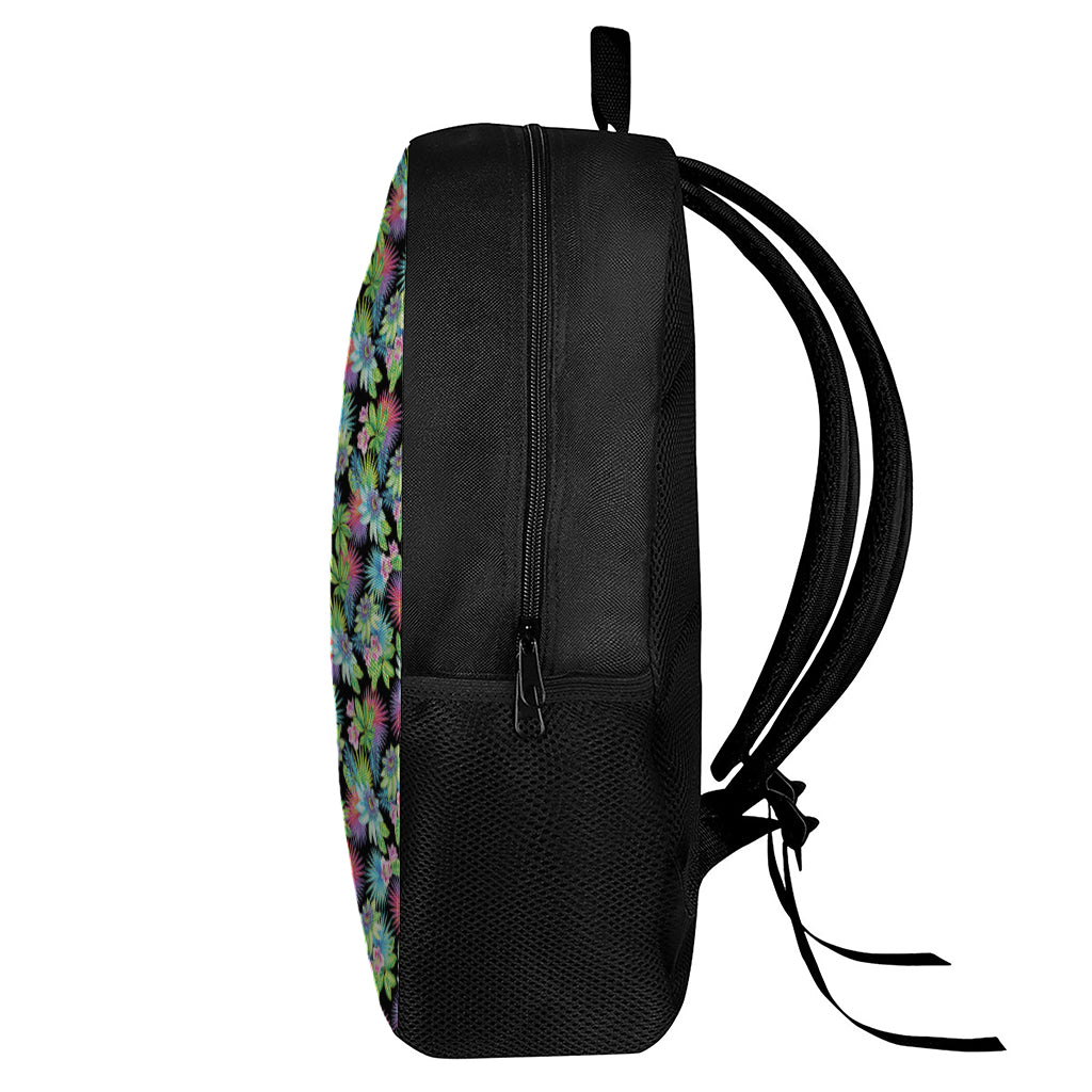 Psychedelic Hawaiian Flower Print 17 Inch Backpack