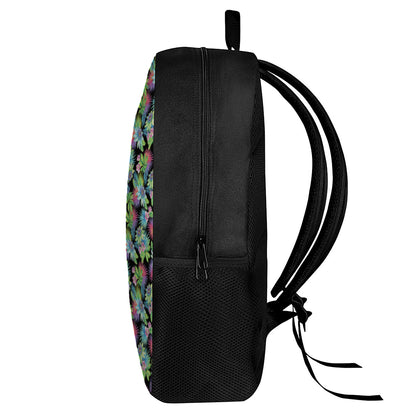 Psychedelic Hawaiian Flower Print 17 Inch Backpack
