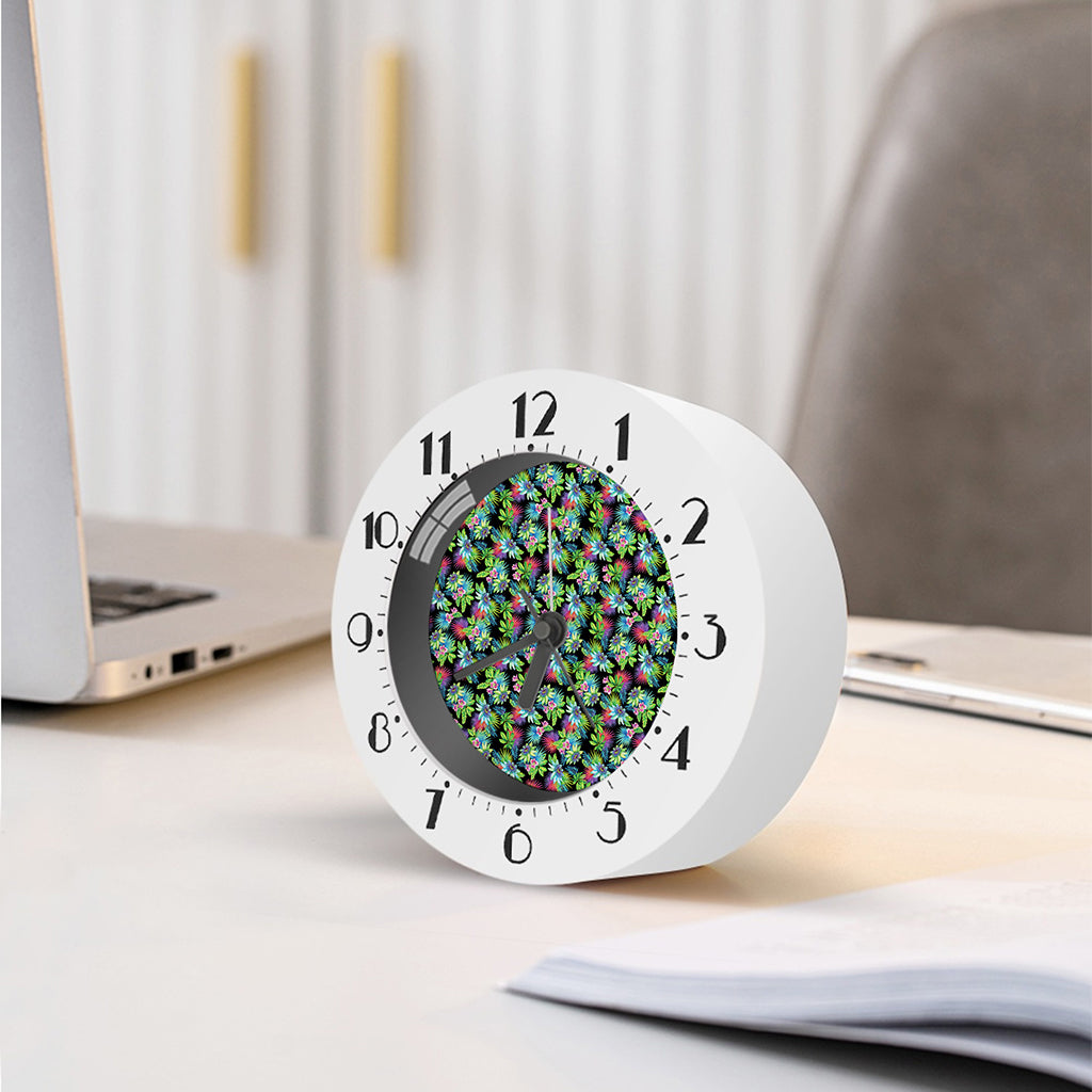 Psychedelic Hawaiian Flower Print Alarm Clock