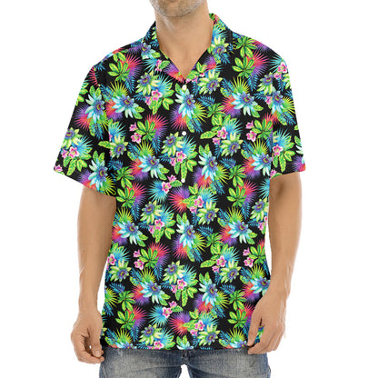Psychedelic Hawaiian Flower Print Aloha Shirt