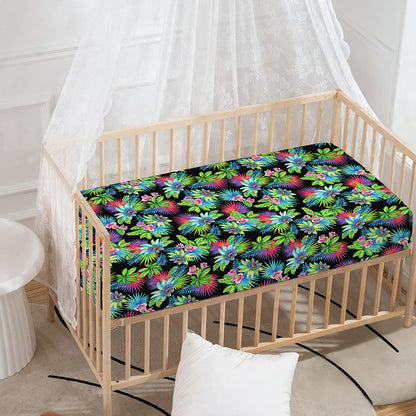 Psychedelic Hawaiian Flower Print Baby Crib Sheet
