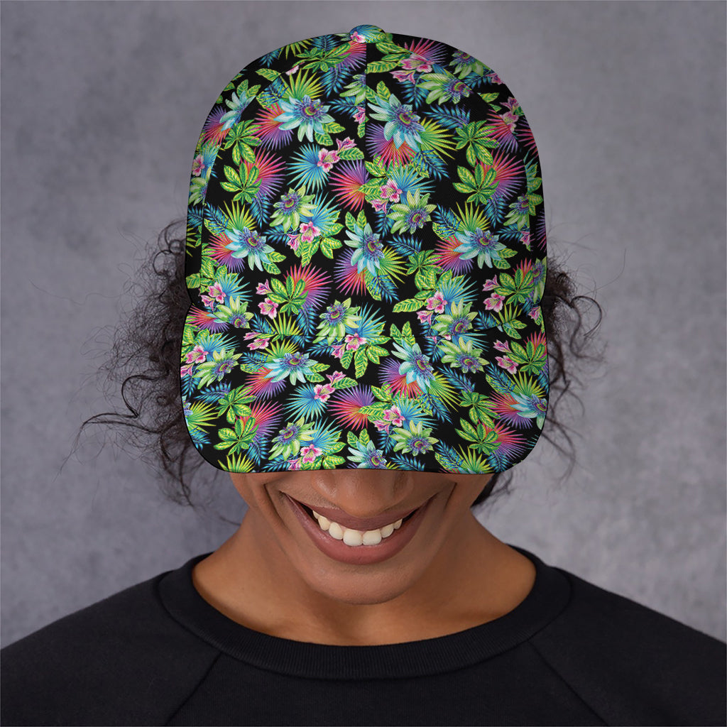Psychedelic Hawaiian Flower Print Baseball Cap
