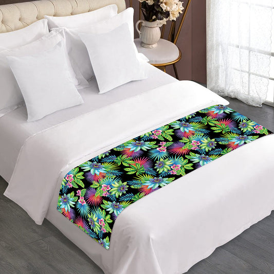 Psychedelic Hawaiian Flower Print Bed Runner