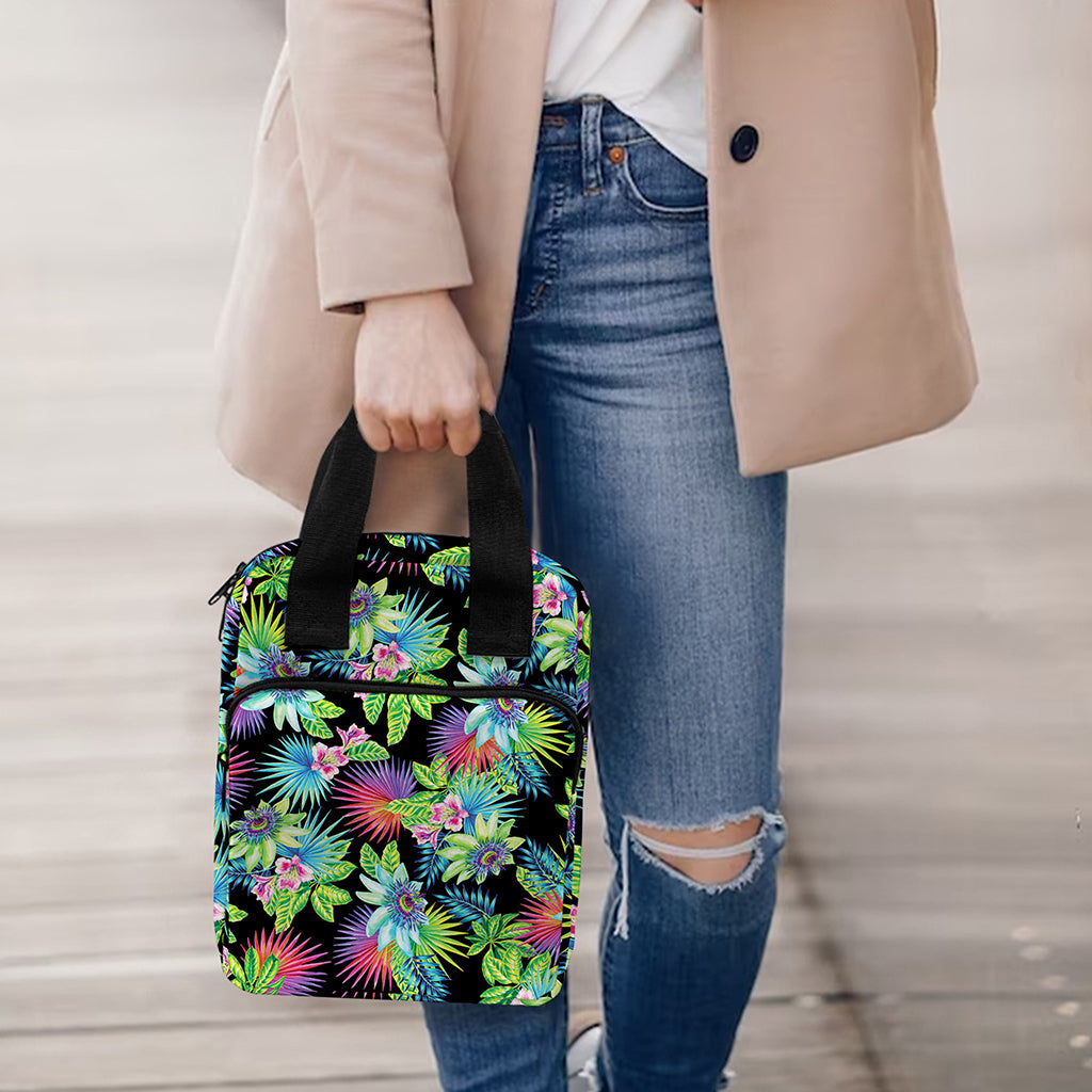 Psychedelic Hawaiian Flower Print Bible Tote Bag