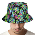 Psychedelic Hawaiian Flower Print Bucket Hat