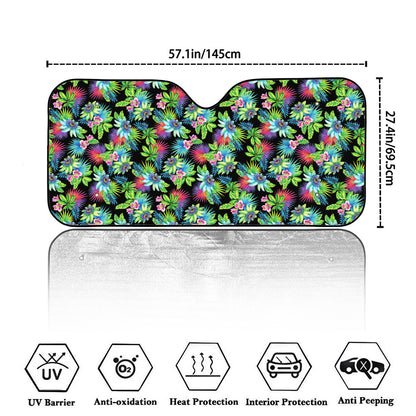 Psychedelic Hawaiian Flower Print Car Windshield Sun Shade