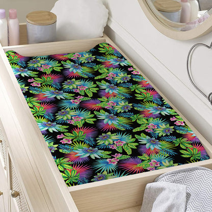 Psychedelic Hawaiian Flower Print Changing Pad Cover