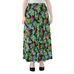 Psychedelic Hawaiian Flower Print Chiffon Maxi Skirt