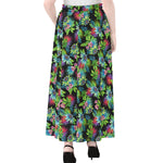 Psychedelic Hawaiian Flower Print Chiffon Maxi Skirt