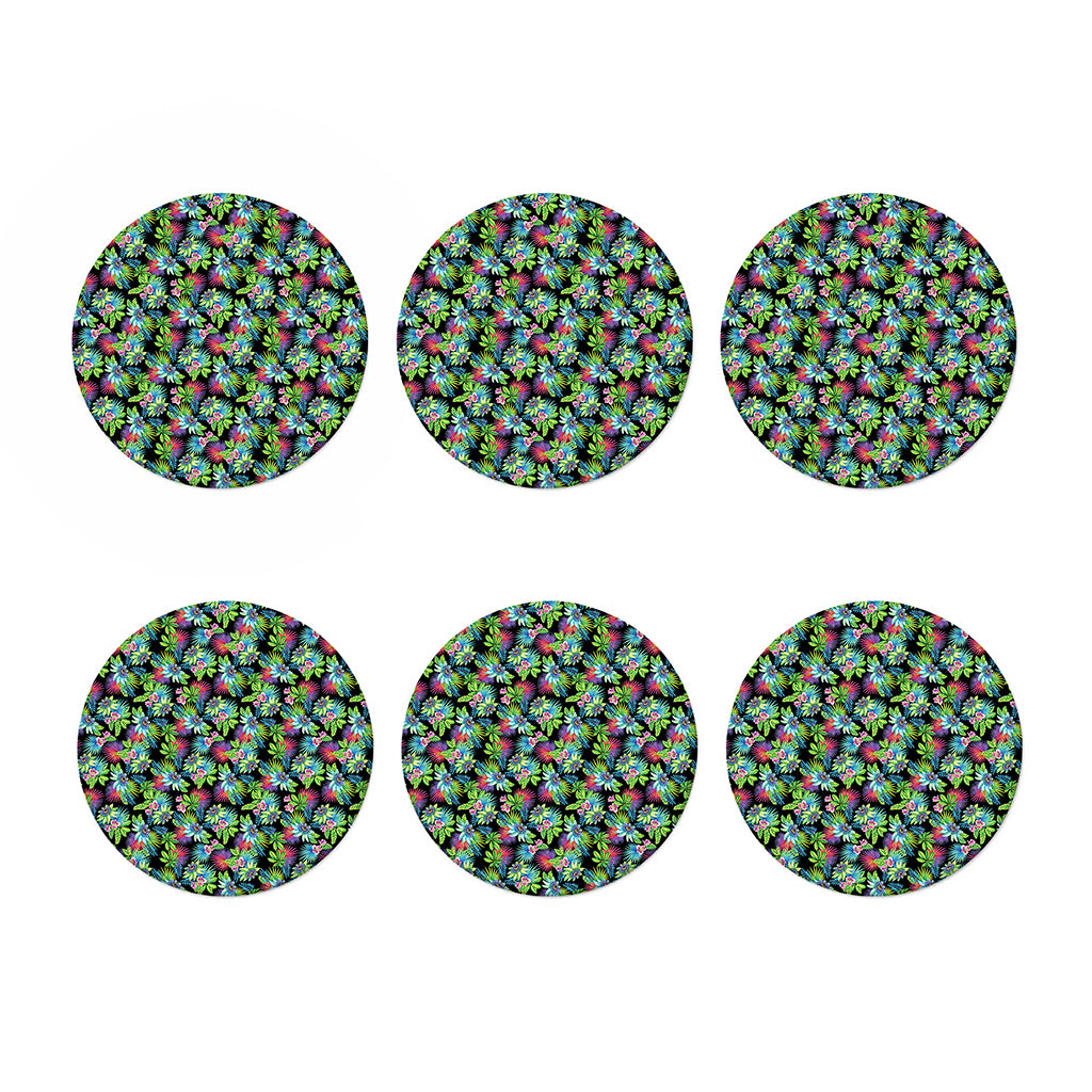 Psychedelic Hawaiian Flower Print Coaster Set