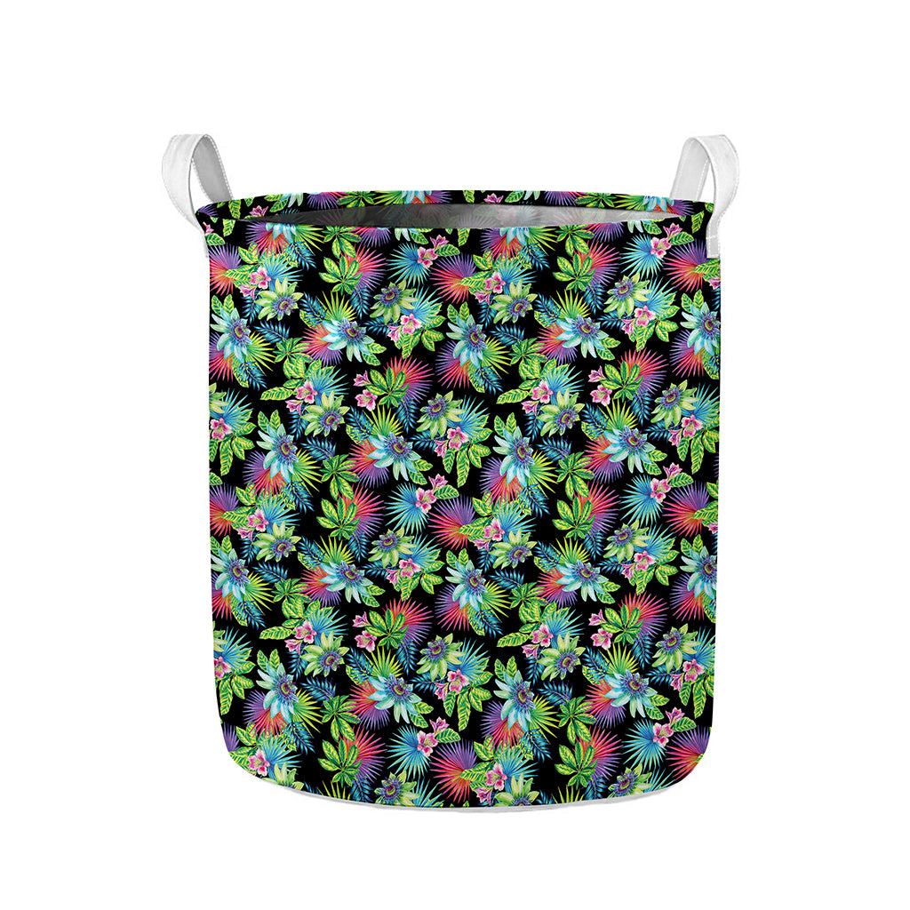 Psychedelic Hawaiian Flower Print Collapsible Laundry Basket