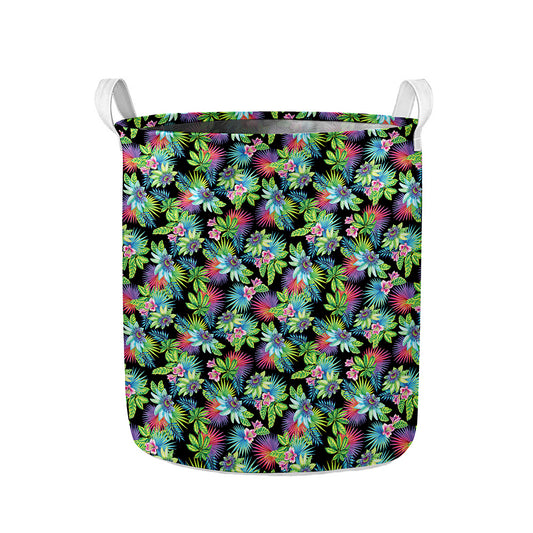 Psychedelic Hawaiian Flower Print Collapsible Laundry Basket