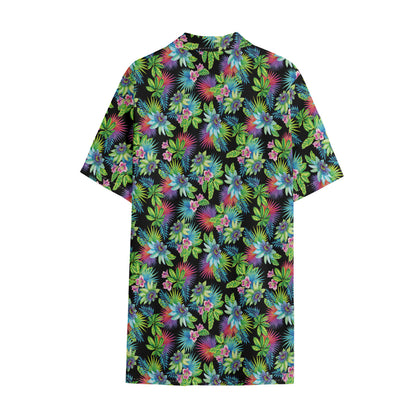 Psychedelic Hawaiian Flower Print Cotton Hawaiian Shirt