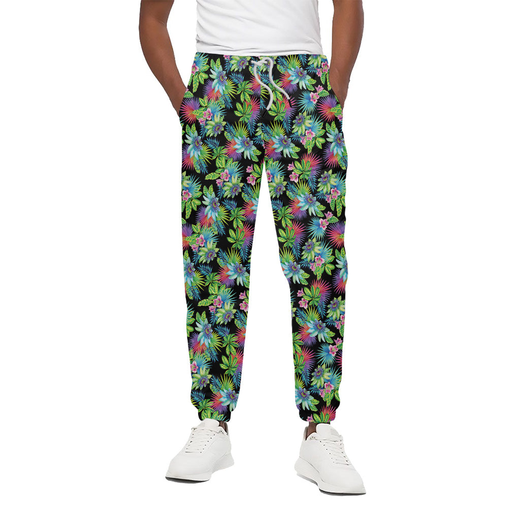 Psychedelic Hawaiian Flower Print Cotton Pants