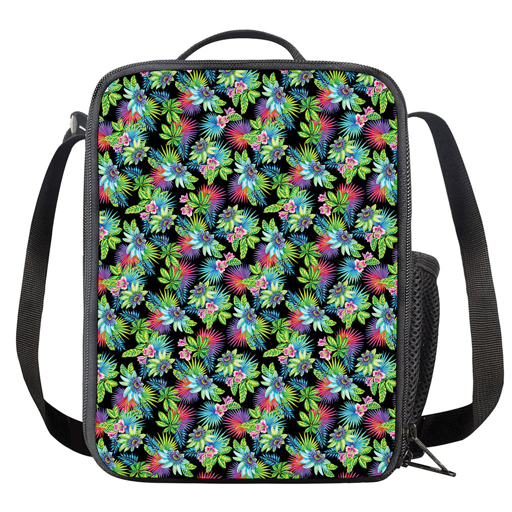 Psychedelic Hawaiian Flower Print Crossbody Lunch Bag