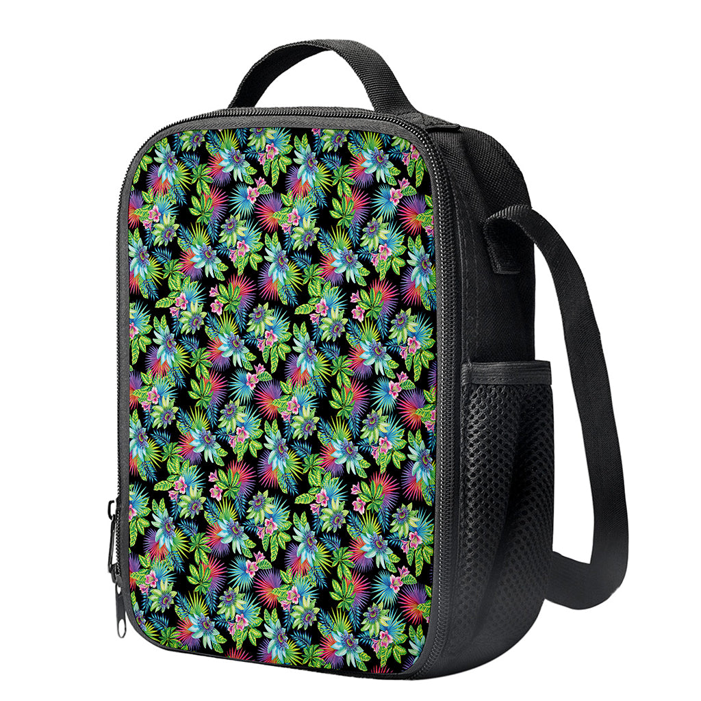 Psychedelic Hawaiian Flower Print Crossbody Lunch Bag