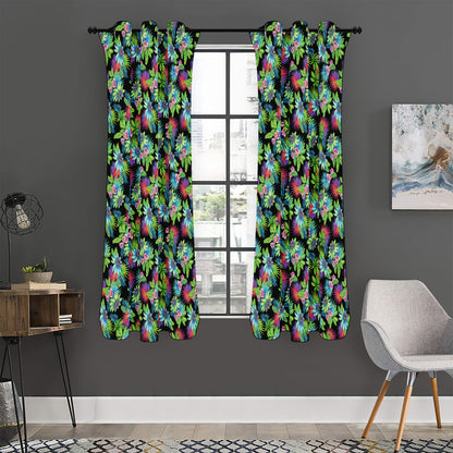 Psychedelic Hawaiian Flower Print Curtain