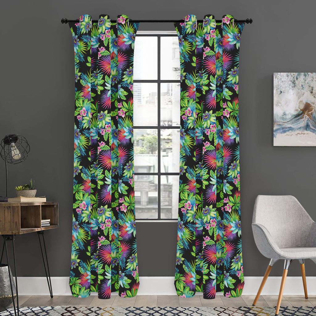 Psychedelic Hawaiian Flower Print Curtain