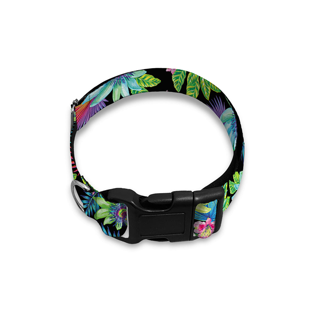 Psychedelic Hawaiian Flower Print Dog Collar