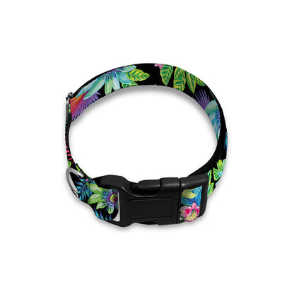 Psychedelic Hawaiian Flower Print Dog Collar