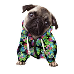 Psychedelic Hawaiian Flower Print Dog Zip Up Hoodie