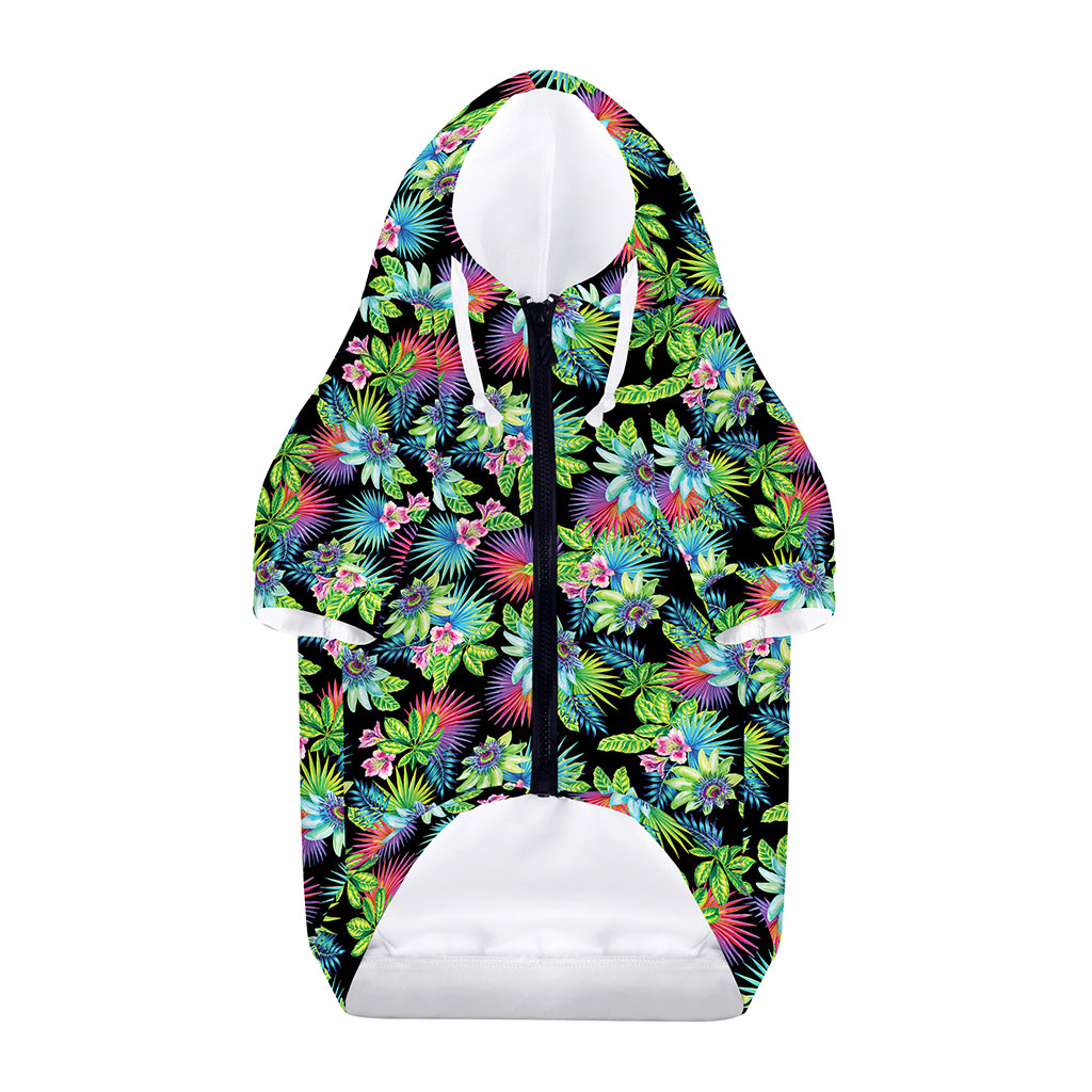 Psychedelic Hawaiian Flower Print Dog Zip Up Hoodie