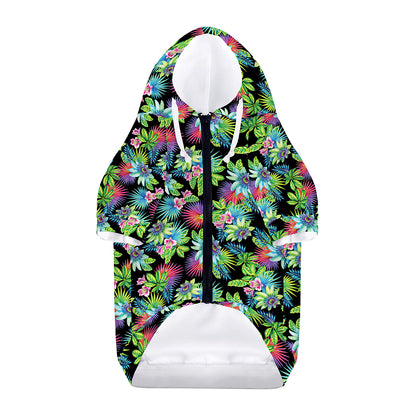 Psychedelic Hawaiian Flower Print Dog Zip Up Hoodie