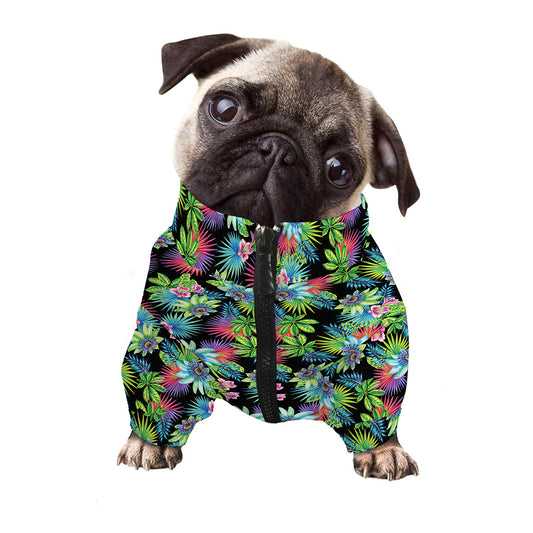 Psychedelic Hawaiian Flower Print Dog Zip Up Jacket