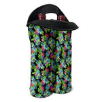 Psychedelic Hawaiian Flower Print Double Neoprene Wine Tote