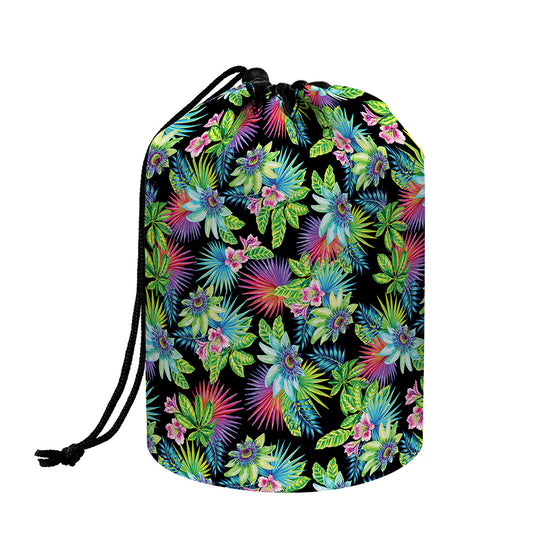 Psychedelic Hawaiian Flower Print Drawstring Makeup Bag