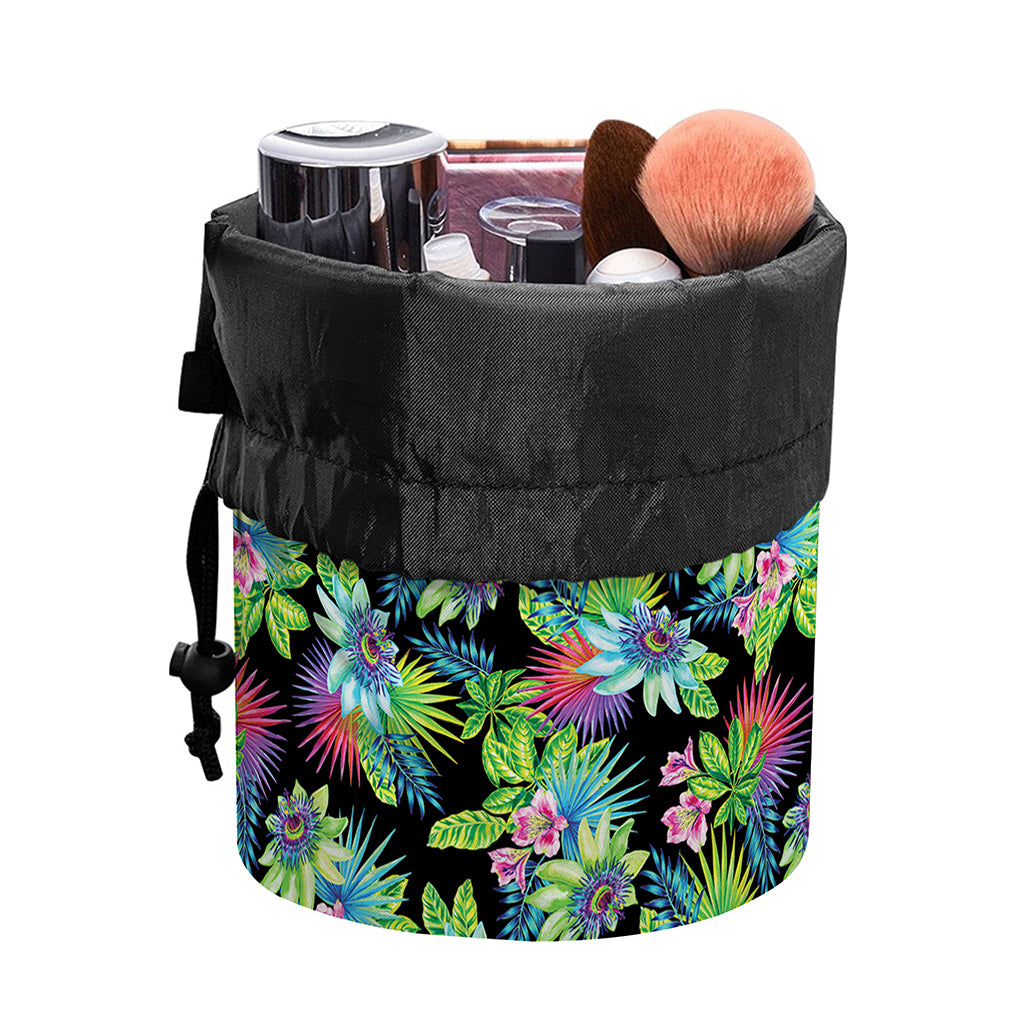 Psychedelic Hawaiian Flower Print Drawstring Makeup Bag