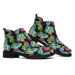 Psychedelic Hawaiian Flower Print Flat Ankle Boots