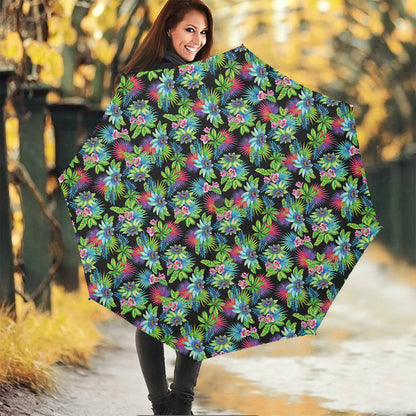 Psychedelic Hawaiian Flower Print Foldable Umbrella