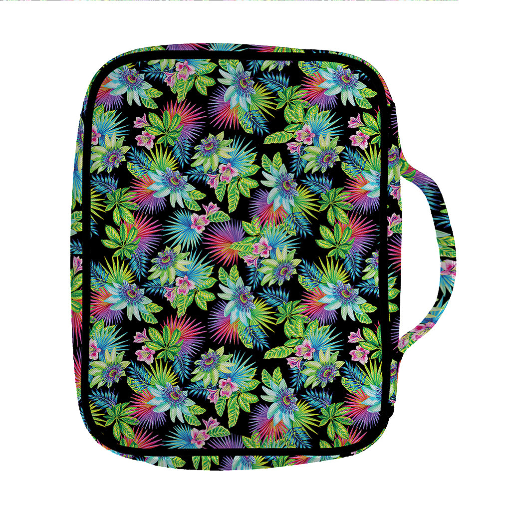 Psychedelic Hawaiian Flower Print Front Pocket Bible Bag