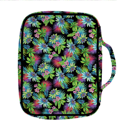 Psychedelic Hawaiian Flower Print Front Pocket Bible Bag