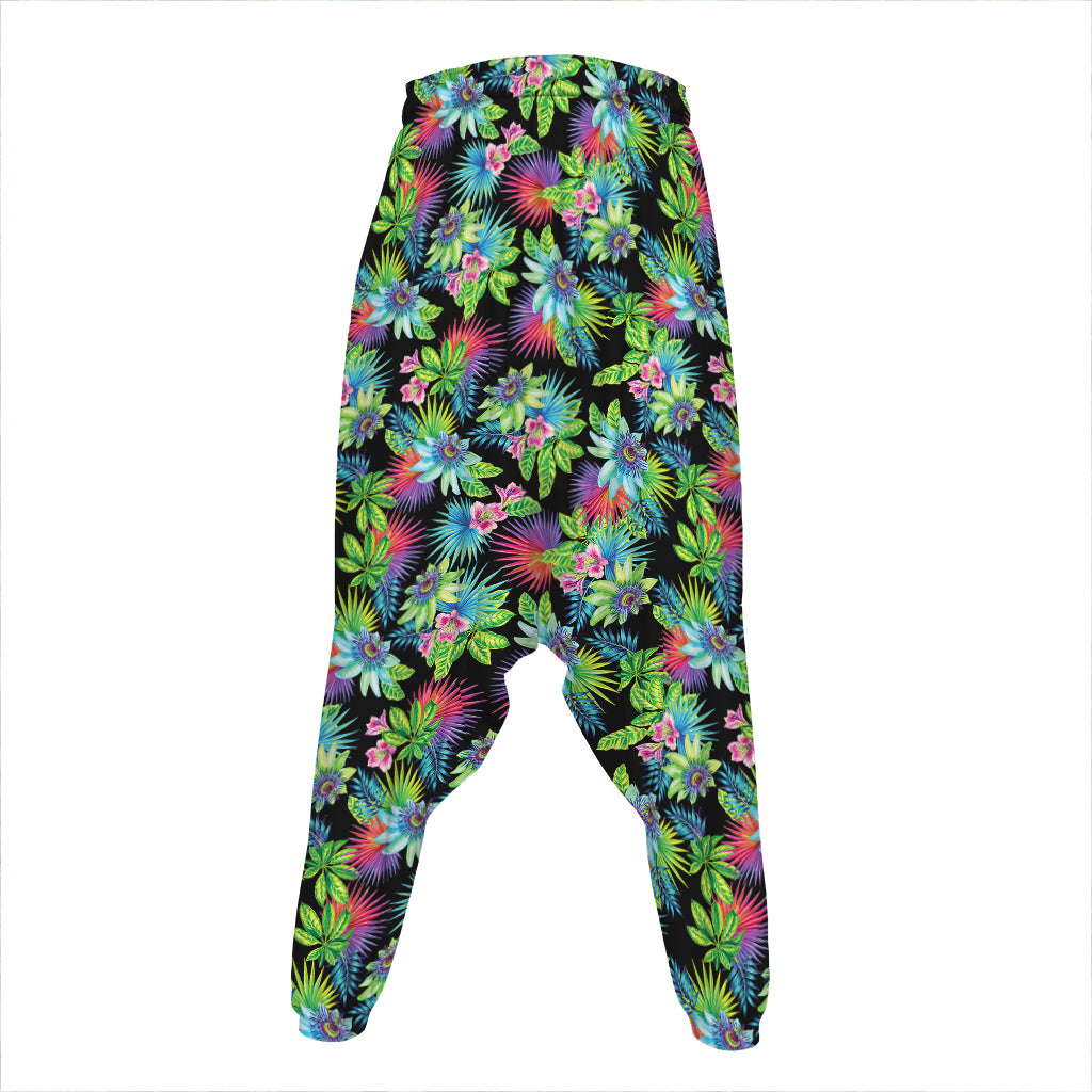 Psychedelic Hawaiian Flower Print Hammer Pants