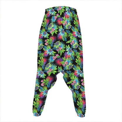 Psychedelic Hawaiian Flower Print Hammer Pants