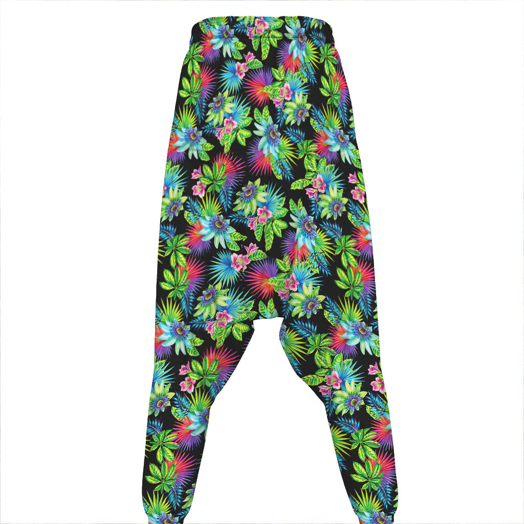 Psychedelic Hawaiian Flower Print Hammer Pants