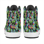 Psychedelic Hawaiian Flower Print High Top Leather Sneakers