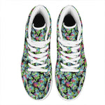 Psychedelic Hawaiian Flower Print High Top Leather Sneakers