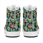 Psychedelic Hawaiian Flower Print High Top Leather Sneakers