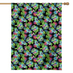 Psychedelic Hawaiian Flower Print House Flag