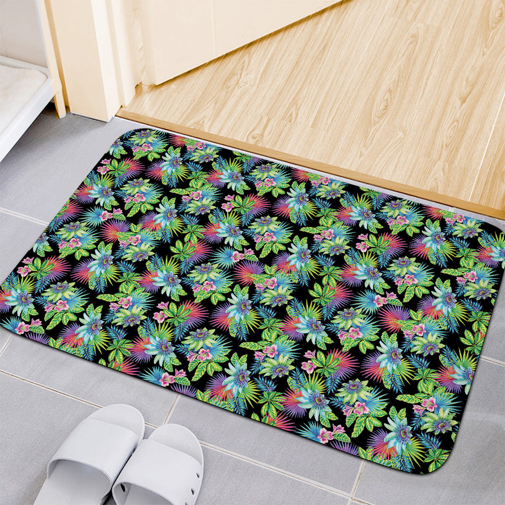 Psychedelic Hawaiian Flower Print Indoor Door Mat