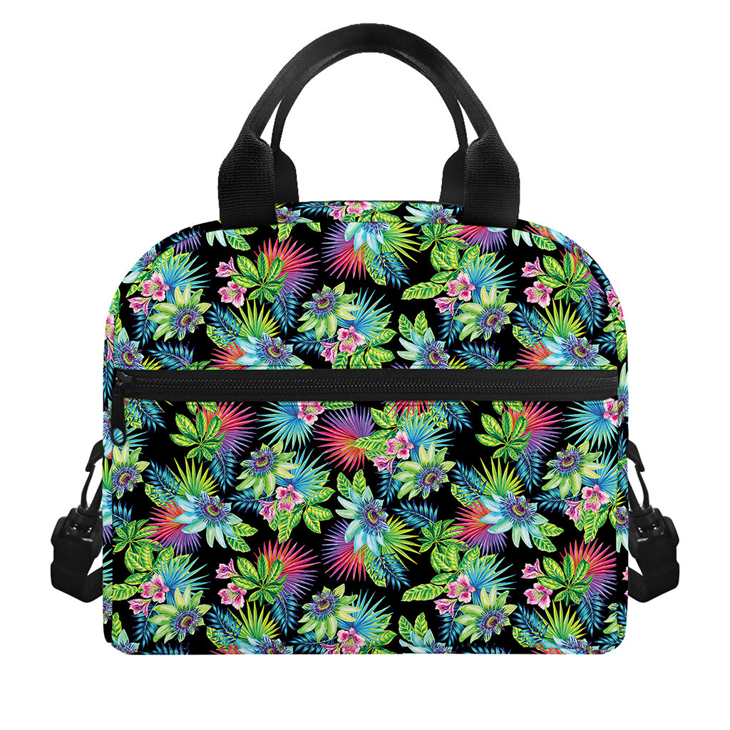 Psychedelic Hawaiian Flower Print Insulated Lunch Bag