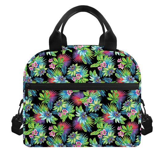 Psychedelic Hawaiian Flower Print Insulated Lunch Bag