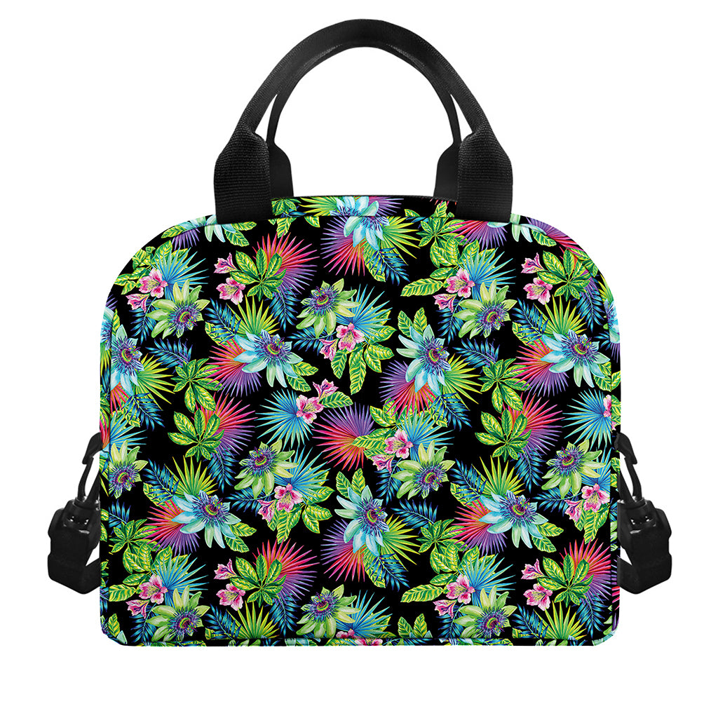Psychedelic Hawaiian Flower Print Insulated Lunch Bag