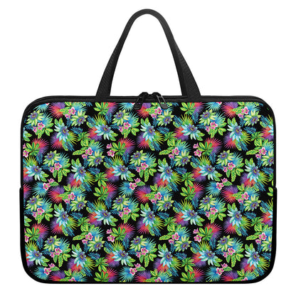 Psychedelic Hawaiian Flower Print Laptop Sleeve With Handle