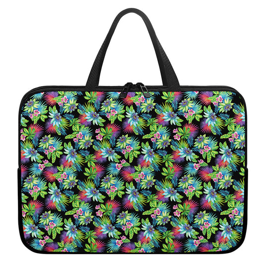Psychedelic Hawaiian Flower Print Laptop Sleeve With Handle