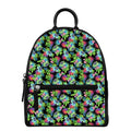 Psychedelic Hawaiian Flower Print Leather Backpack